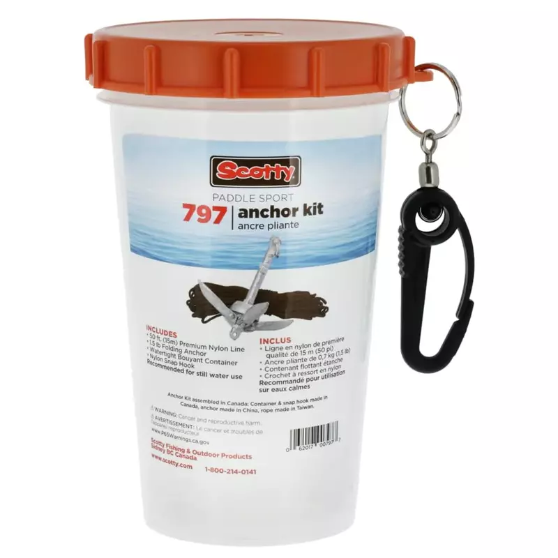 Scotty #797 Anchor Pack w/ 1.5-Pound Anchor Line in Watertight Jar,BLACK,Small