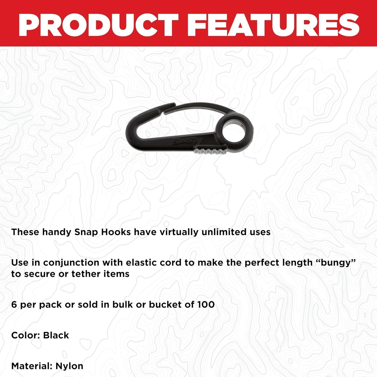 Scotty #590-BK Nylon Snap Hook (Black) (6-Pack)