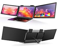 Triple Laptop Screen Extender z140a01D, 14'' Dual Portable Extended Monitor (Windows & MacBook)