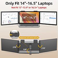 Triple Laptop Screen Extender z140a01D, 14'' Dual Portable Extended Monitor (Windows & MacBook)