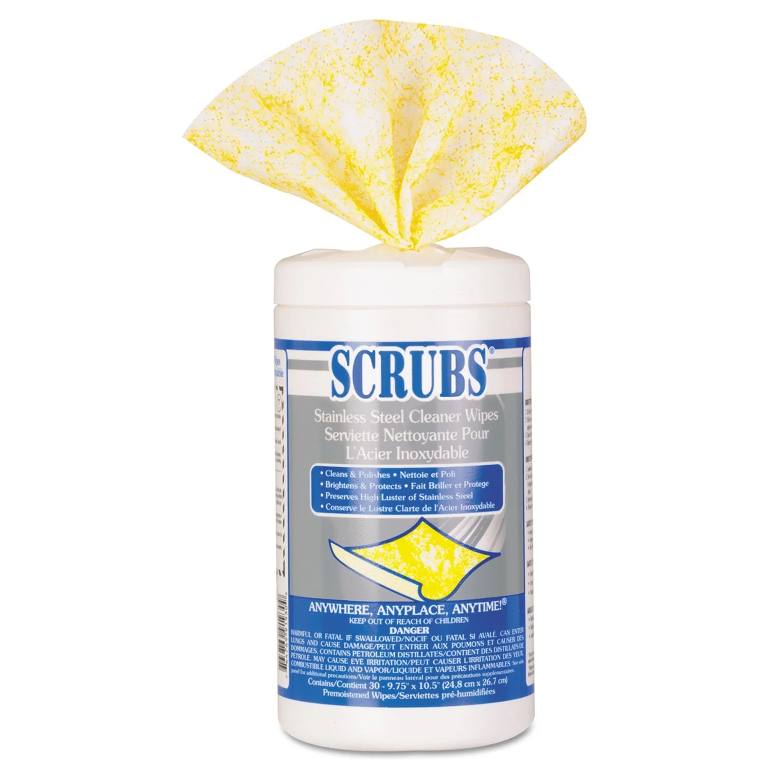 SCRUBS Stainless Steel Cleaner Towels, Citrus Scent, 30 Count