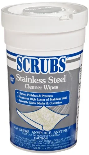 SCRUBS Stainless Steel Cleaner Towels, Citrus Scent, 30 Count