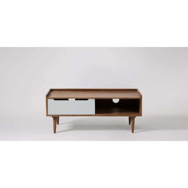 Mid-Century Modern Wood TV Stand | Scandinavian Media Console with Drawer