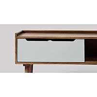 Mid-Century Modern Wood TV Stand | Scandinavian Media Console with Drawer