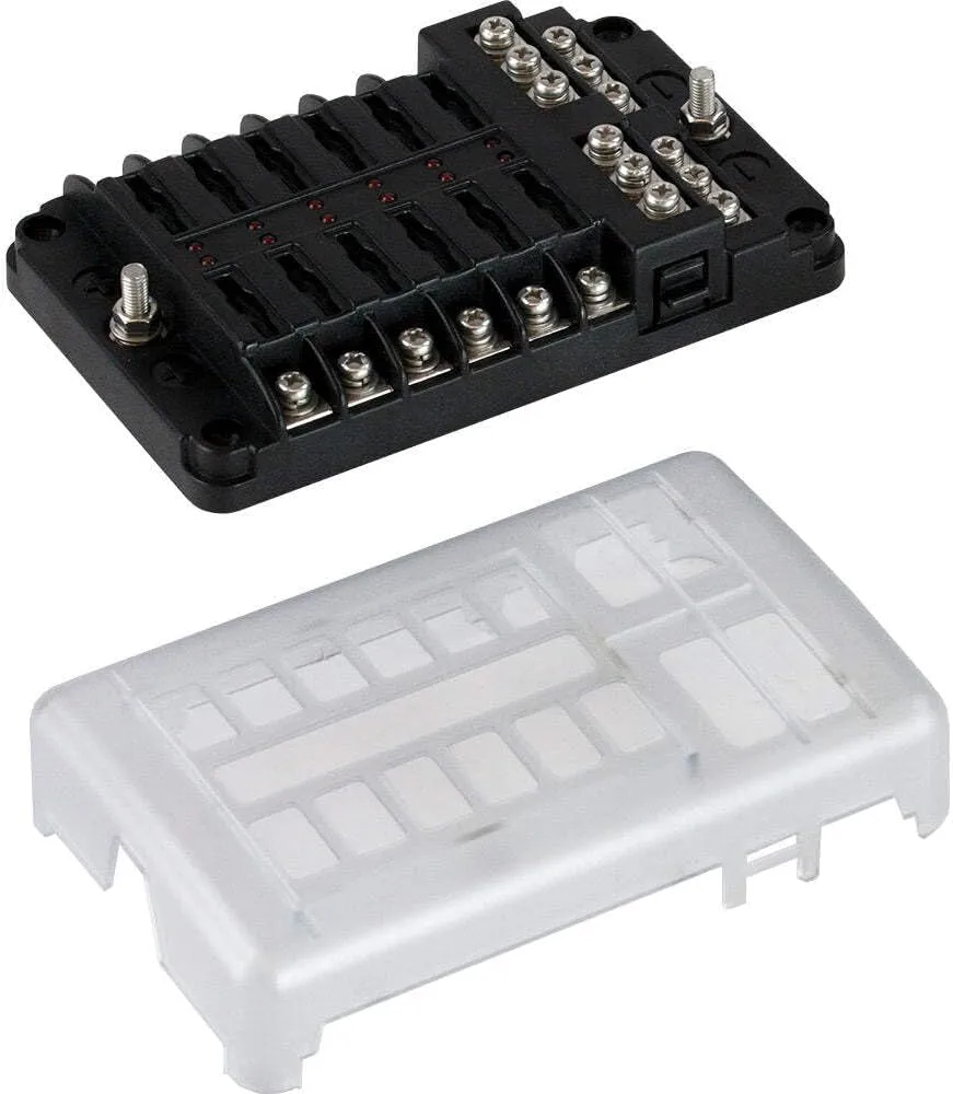 Sea-Dog Blade Style LED Indicator Fuse Block w/Negative Bus Bar - 12 Circuit