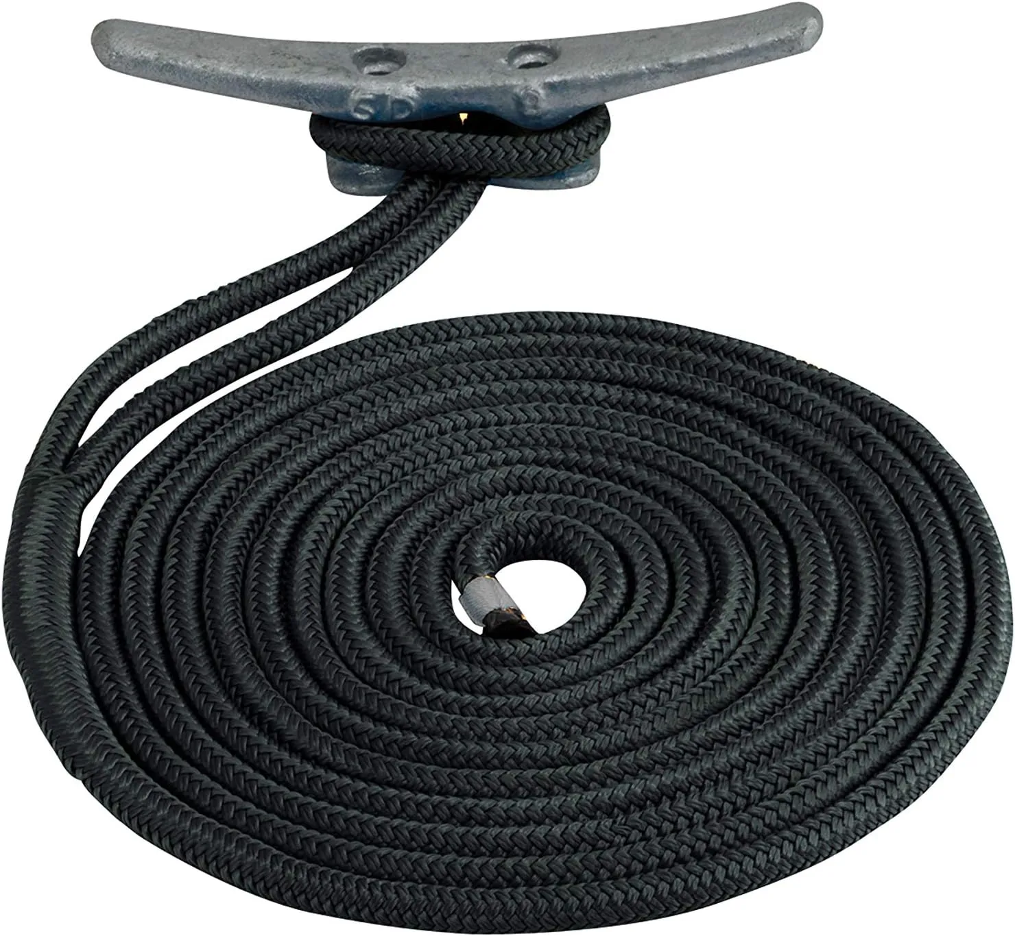 Sea Dog 302112025BK-1 Double Braided Nylon Dock Line, 1/2" x 25' / Black