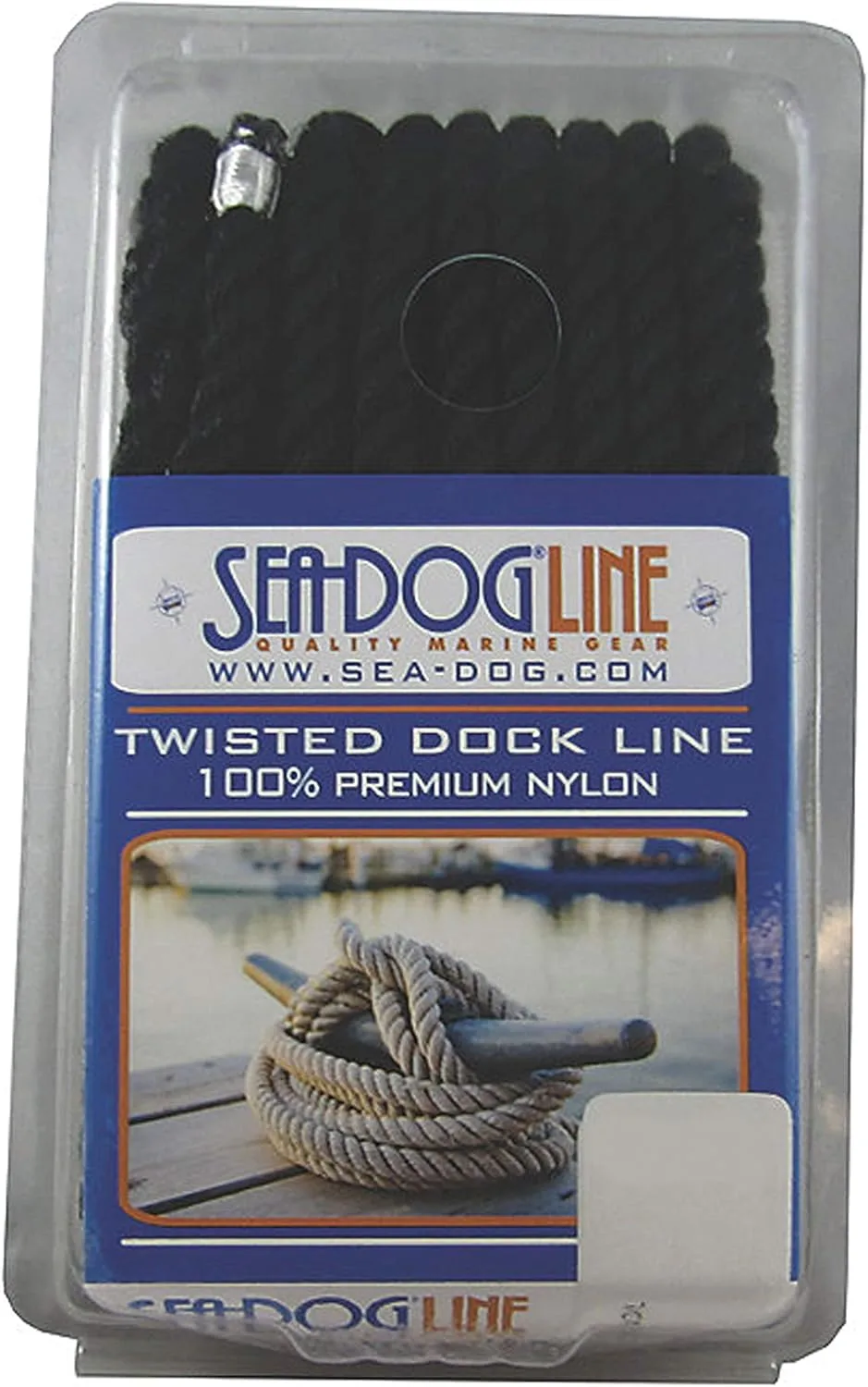 Sea Dog 302112025BK-1 Double Braided Nylon Dock Line, 1/2" x 25' / Black