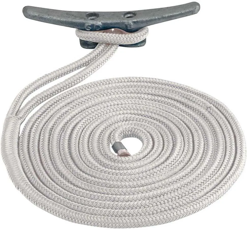 Sea Dog 302112015WH-1 Double Braided Nylon Dock Line, 1/2" x 15' / White