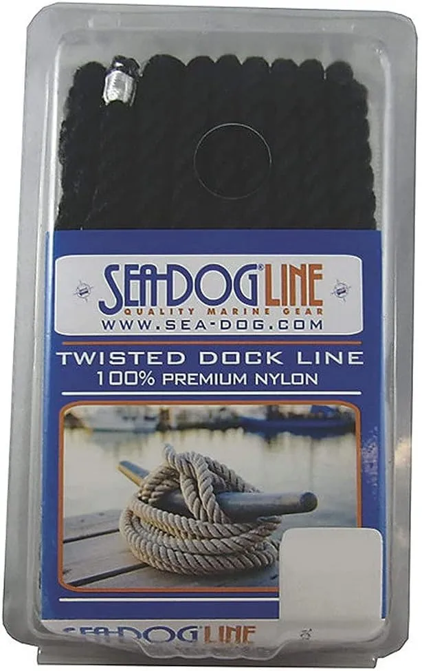 Sea Dog Line Sea Dog 302110025BK-1 Double Braided Nylon Dock Line, 3/8" x 25' / Black