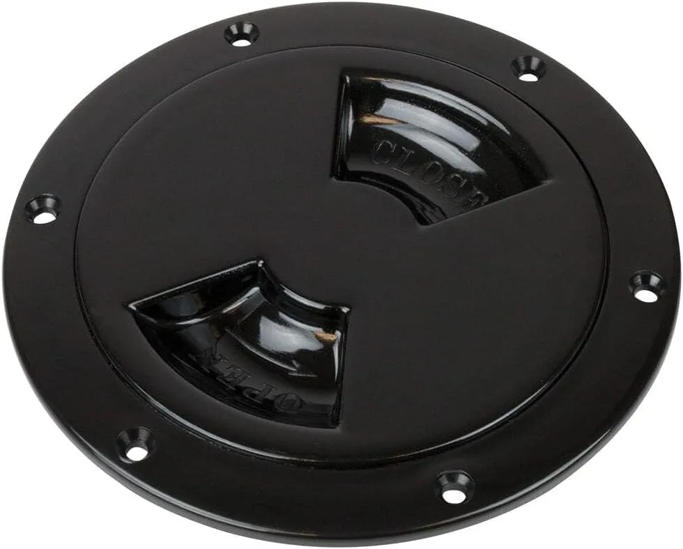 Sea-Dog Smooth Quarter Turn Deck Plate - Black - 4"