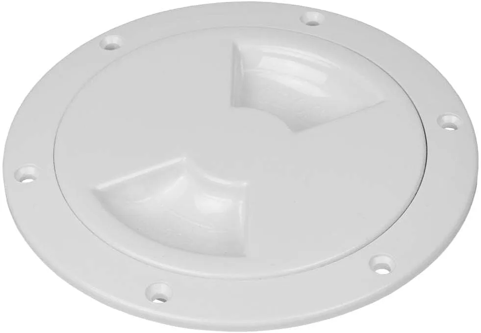 Sea-Dog Quarter-Turn Smooth Deck Plate w/Internal Collar - White - 8"