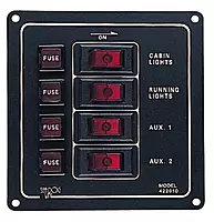 Sea Dog 422010-1 Aluminum Vertical 4-Switch Panel, 4-1/2" W x 4-7/8" H