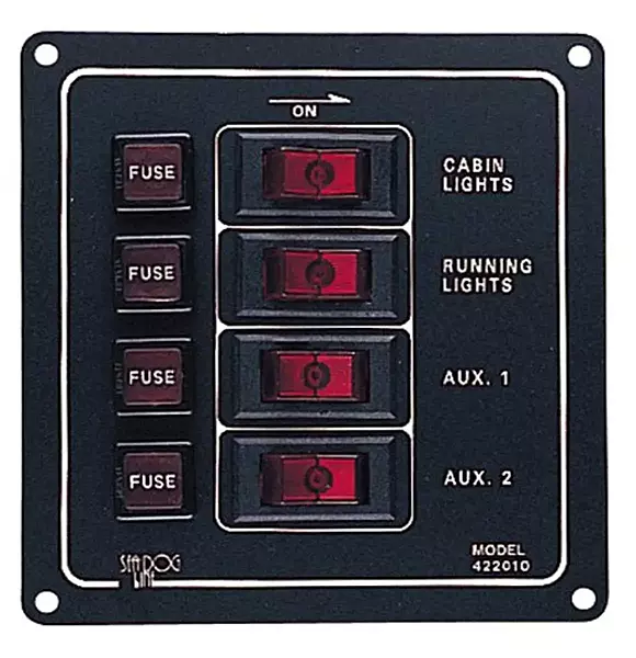 Sea Dog 422010-1 Aluminum Vertical 4-Switch Panel, 4-1/2" W x 4-7/8" H