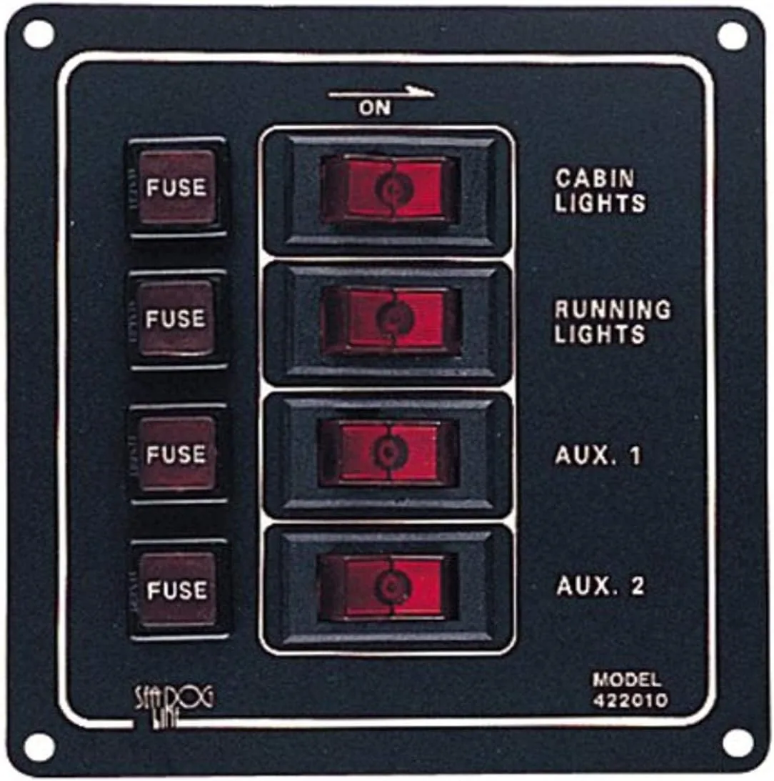 Sea Dog 422010-1 Aluminum Vertical 4-Switch Panel, 4-1/2" W x 4-7/8" H