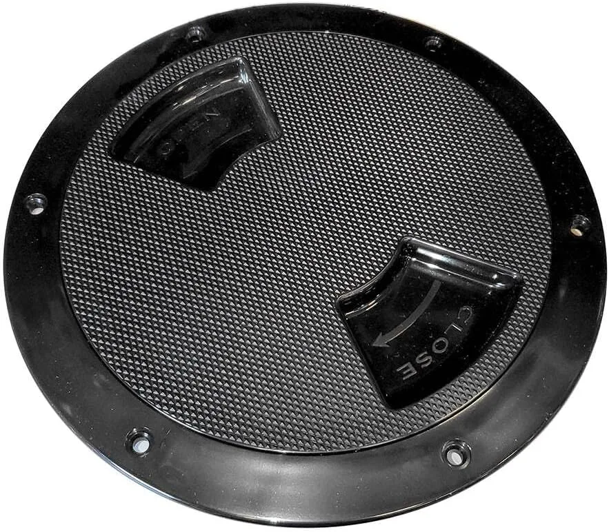 Sea-Dog Textured Quarter Turn Deck Plate - Black - 8"