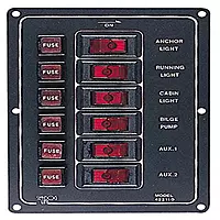 Sea-Dog 422110-1 Aluminum Vertical DC Switch Panel, 6 switches
