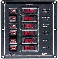 Sea-Dog 422110-1 Aluminum Vertical DC Switch Panel, 6 switches