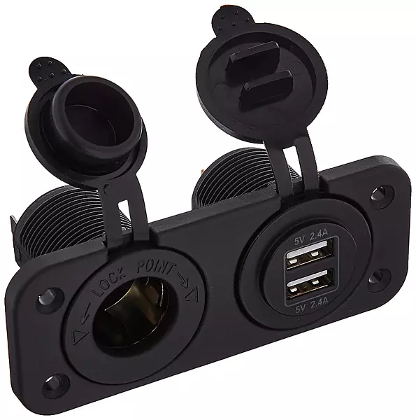 Sea Dog 426505-1 Double USB and Power Socket Panel