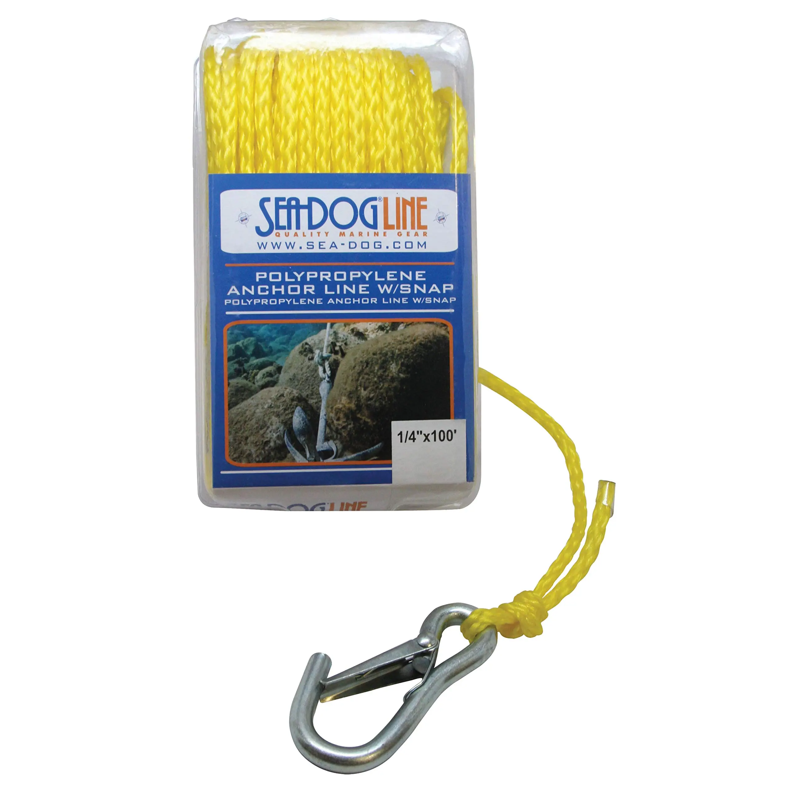 Sea Dog Polypropylene Anchor Line with Snap, 1/4 in x 50 ft - Yellow