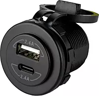 Sea-Dog Round Dual USB & USB-C Power Socket