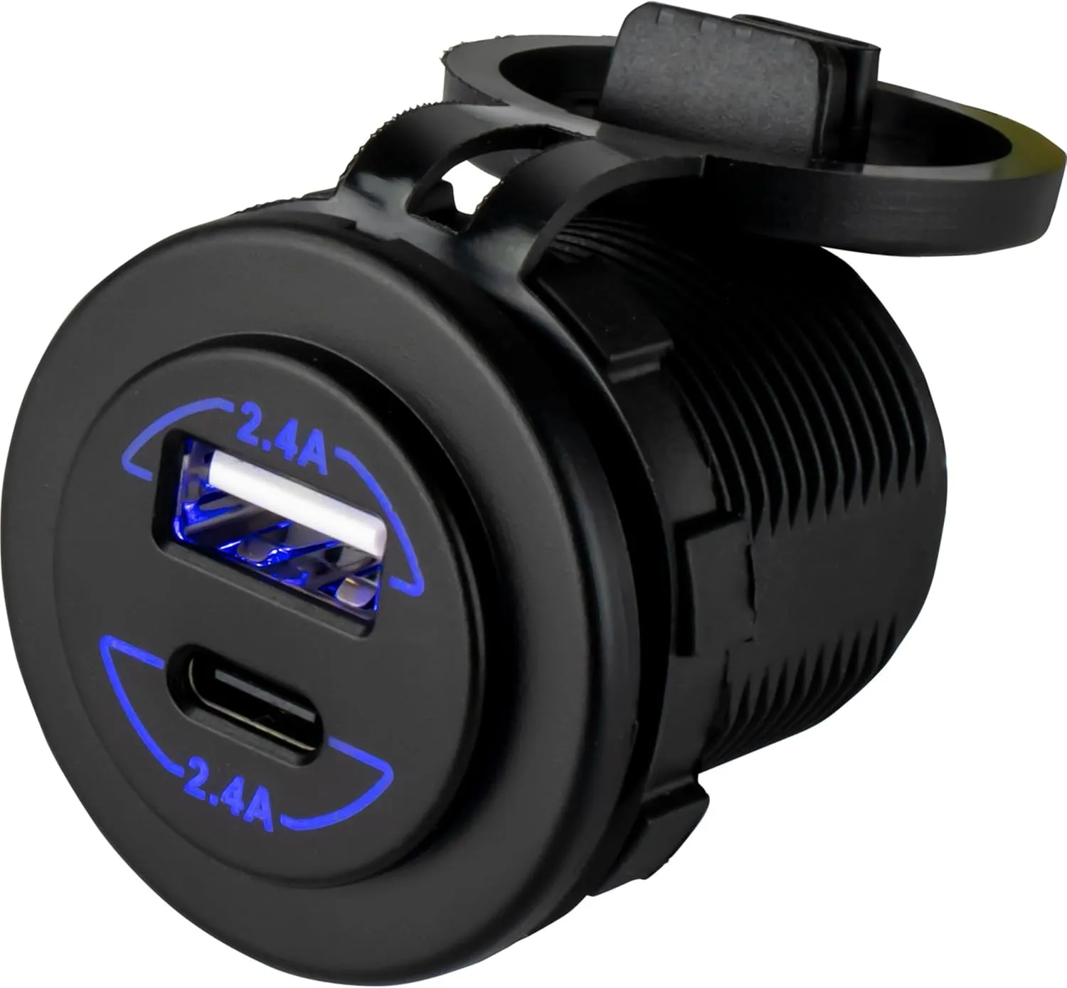 Sea-Dog Round Dual USB & USB-C Power Socket