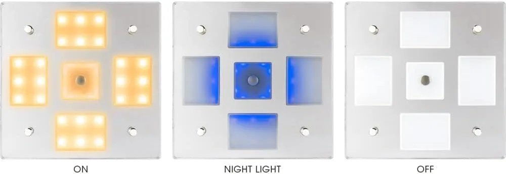 Sea-Dog Square LED Mirror Light w/On/Off Dimmer - White & Blue