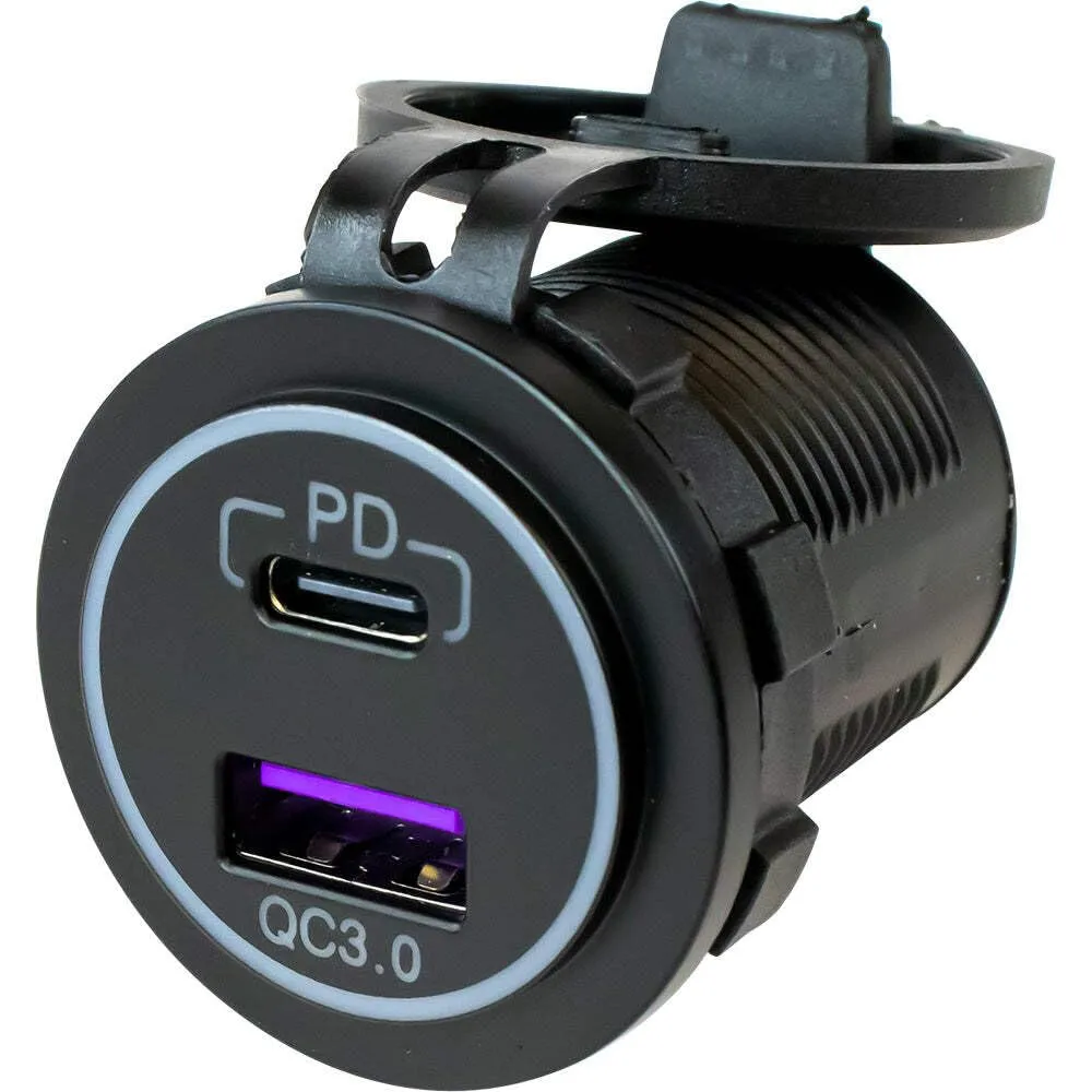 Generic Sea-Dog USB 3.0 & USB-C Power Socket w/Out Light, Black