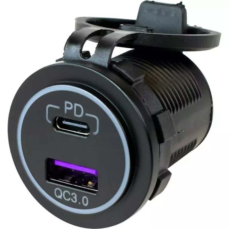 Generic Sea-Dog USB 3.0 & USB-C Power Socket w/Out Light, Black