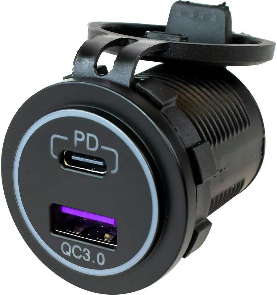 Generic Sea-Dog USB 3.0 & USB-C Power Socket w/Out Light, Black