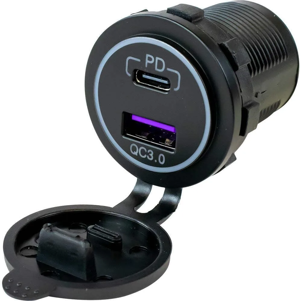 Generic Sea-Dog USB 3.0 & USB-C Power Socket w/Out Light, Black
