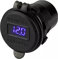 Sea-Dog Round USB & USB-C Power Socket w/Hidden Voltmeter
