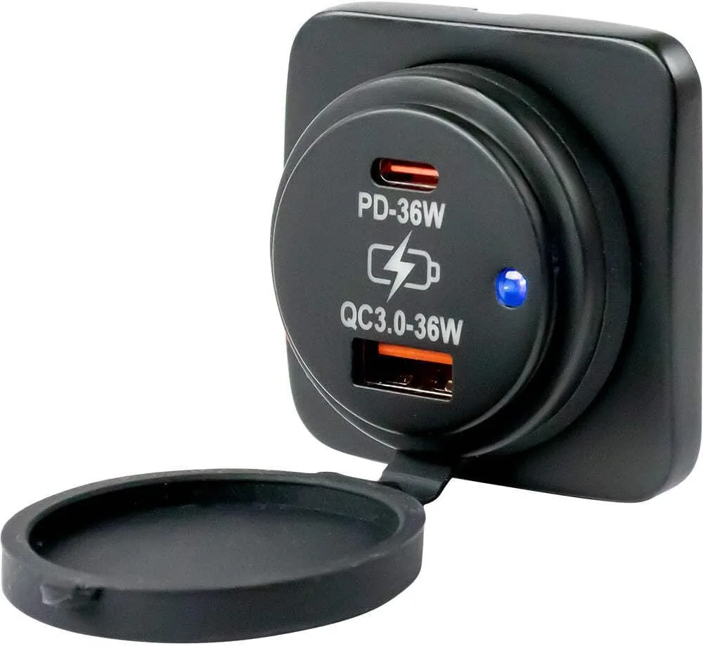 Sea-Dog USB A/USB C Square Surface Mount Power Socket