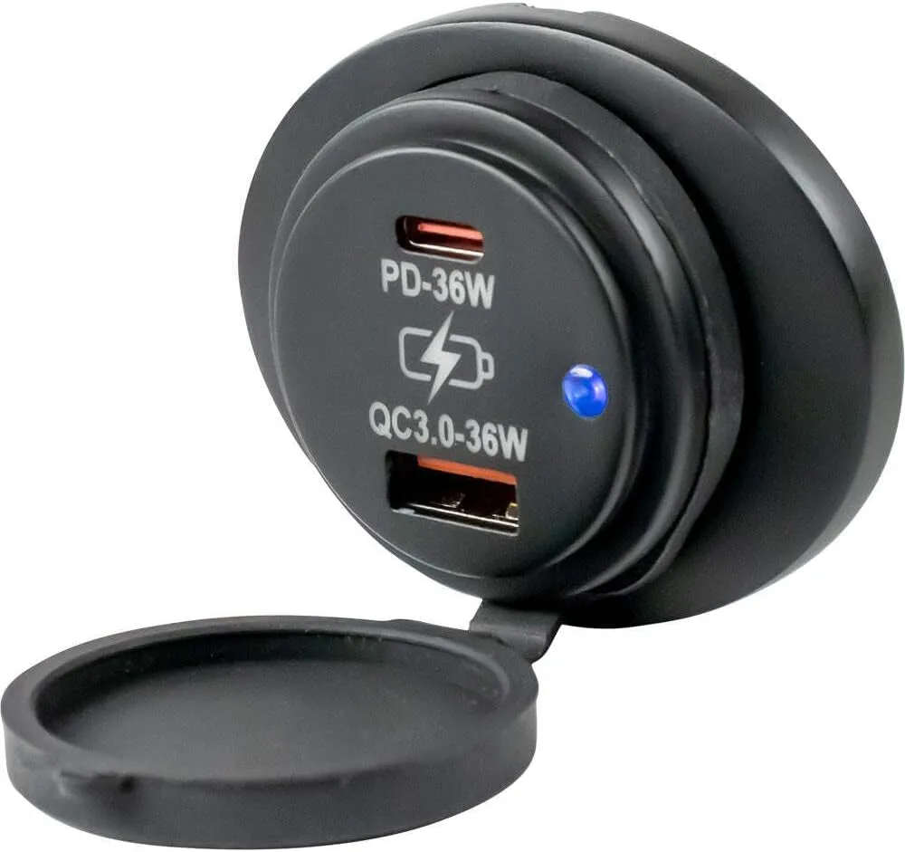 Sea-Dog Oval Surface Mount USB 3.0 & USB-C Power Socket