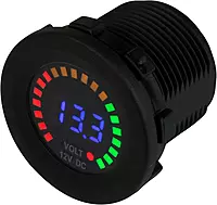 Sea-Dog Round Voltage Meter DC - 5V-15V w/Rainbow Dial