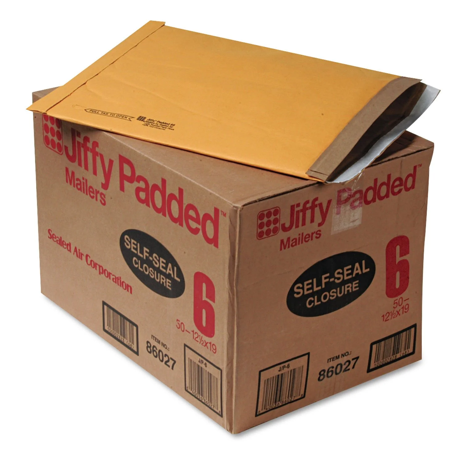 Sealed Air Jiffy Self-Seal Padded Mailers, 12.5 x 19 in, Pack of 50