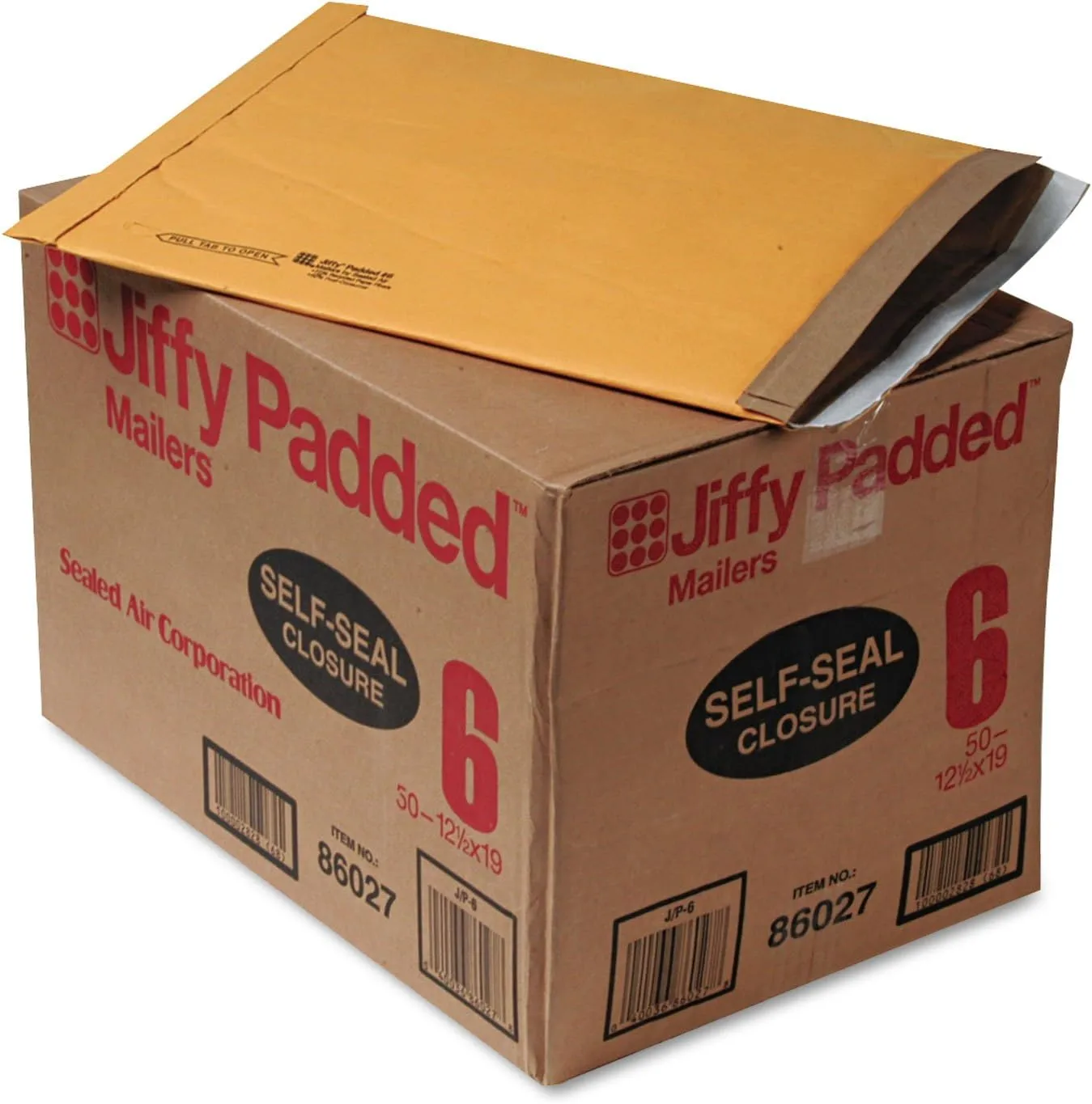 Sealed Air Jiffy Self-Seal Padded Mailers, 12.5 x 19 in, Pack of 50