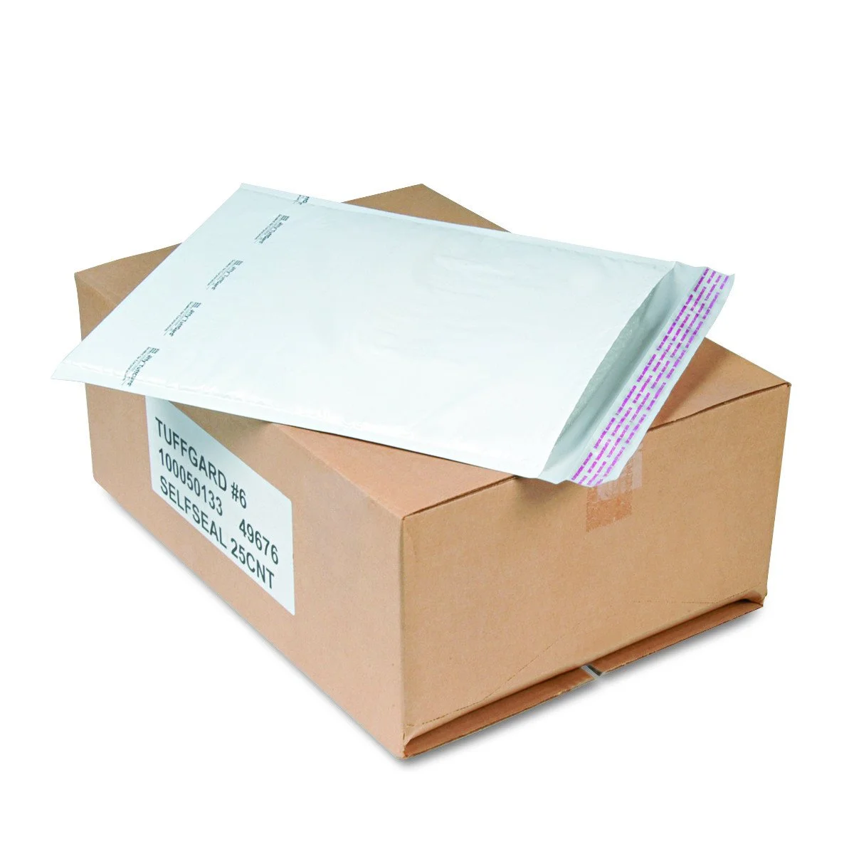 Sealed Air Jiffy TuffGard Self-Seal Cushioned Mailer, #6, Barrier Bubble Air Cell Cushion, Self-Adhesive Closure, 12.5 x 19, White,25/CT