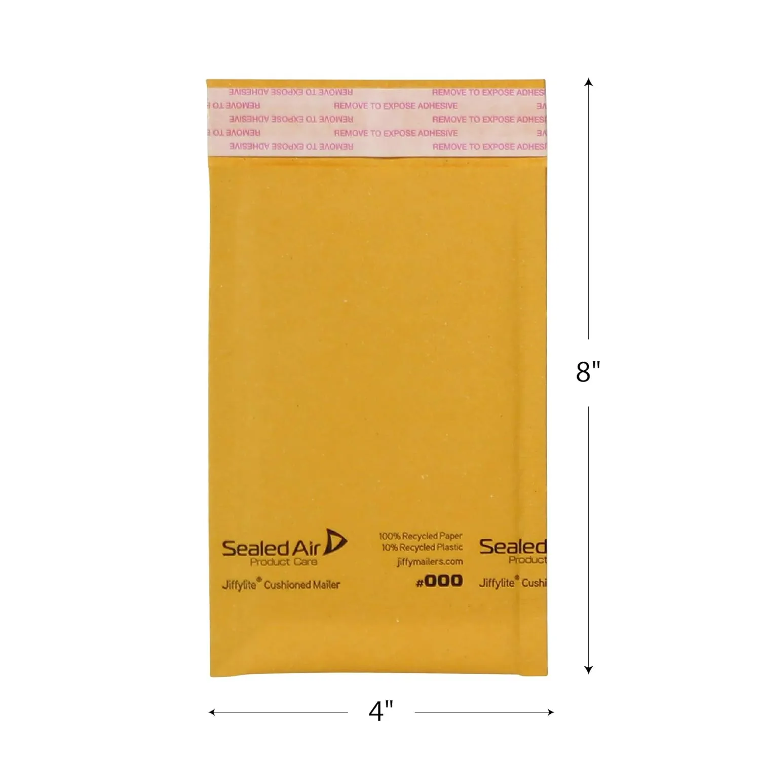 Sealed Air JiffyLite Bubble Cushioned Shipping Mailers, Case of 250, Self Seal Recycled Mailing Envelope made with BubbleWrap, #000 - 4" x 8", Manila