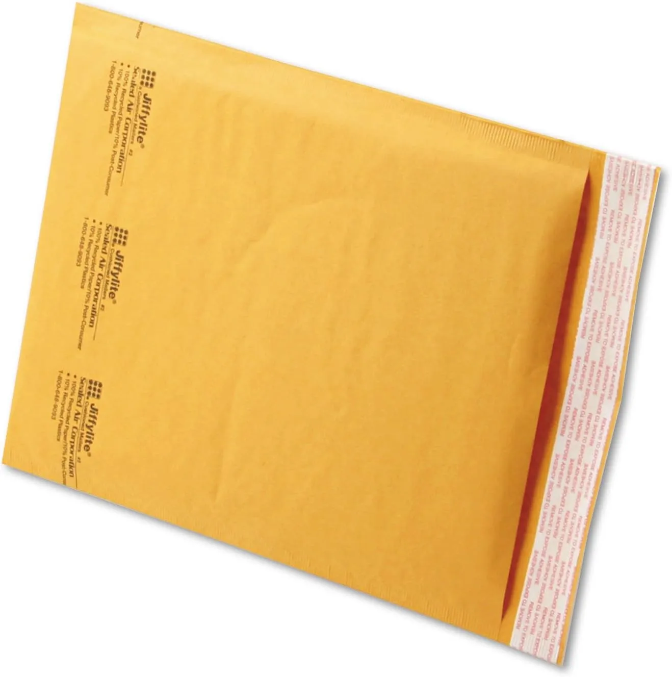 Sealed Air JiffyLite Bubble Mailers, 8.5 x 12 Inches, Kraft, Case of 100