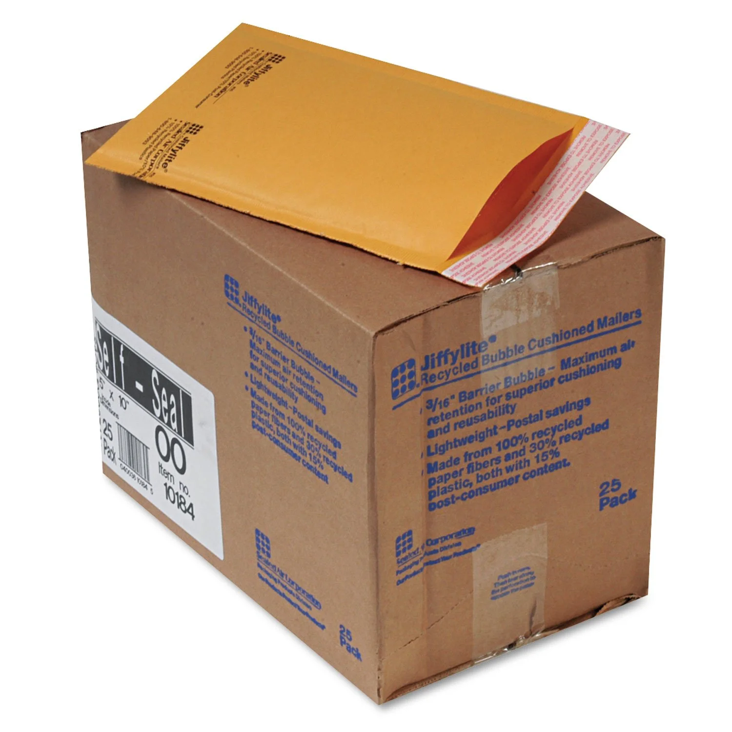 Sealed Air JiffyLite Cushioned Mailers #00 5 x 10 in, Kraft, 25/Carton