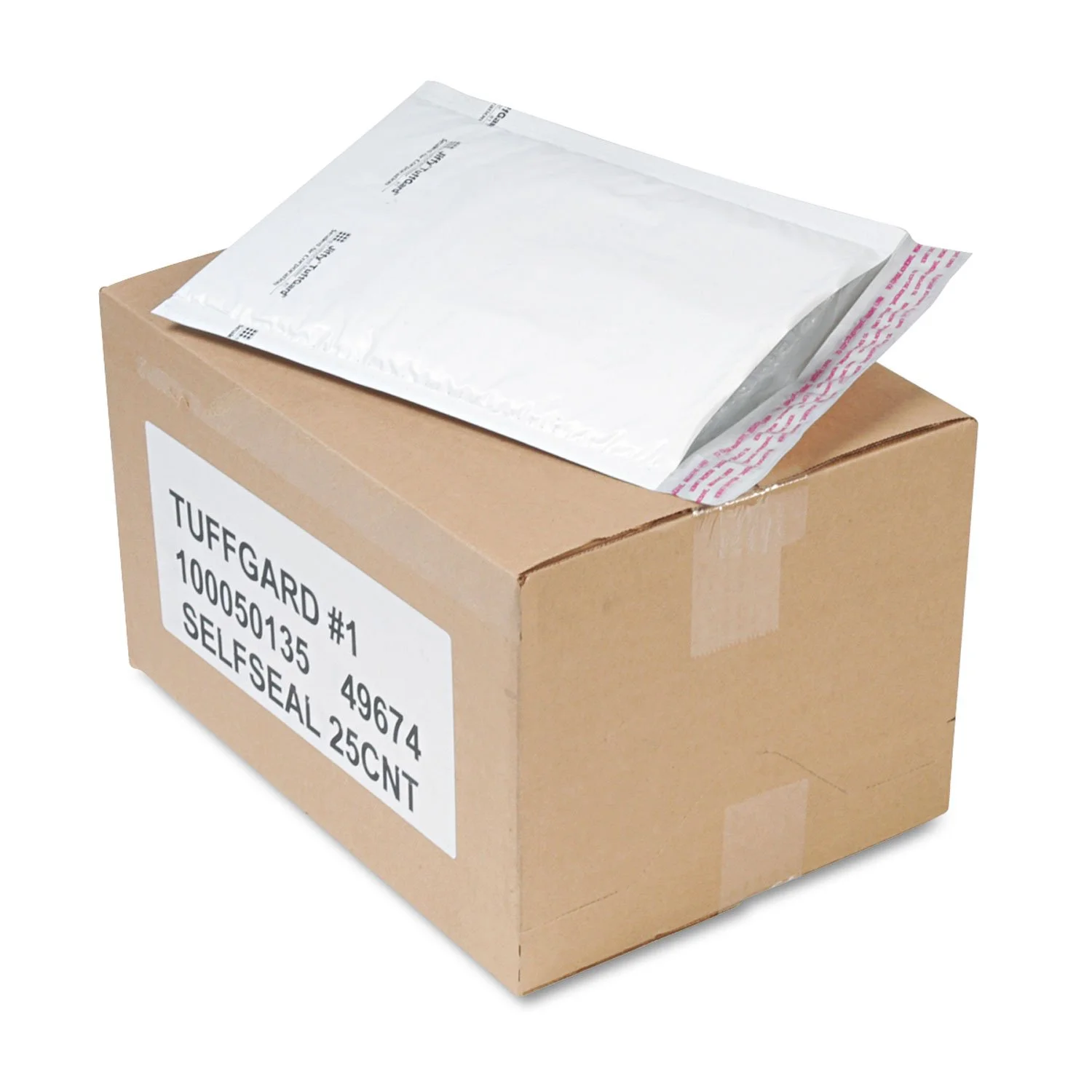 Sealed Air Jiffy TuffGard Self-Seal Cushioned Mailer, 7 1/4 x 12, White, 25/Carton