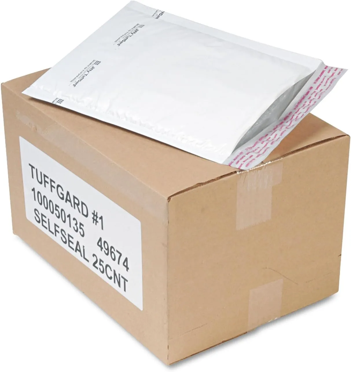 Sealed Air Jiffy TuffGard Self-Seal Cushioned Mailer, 7 1/4 x 12, White, 25/Carton