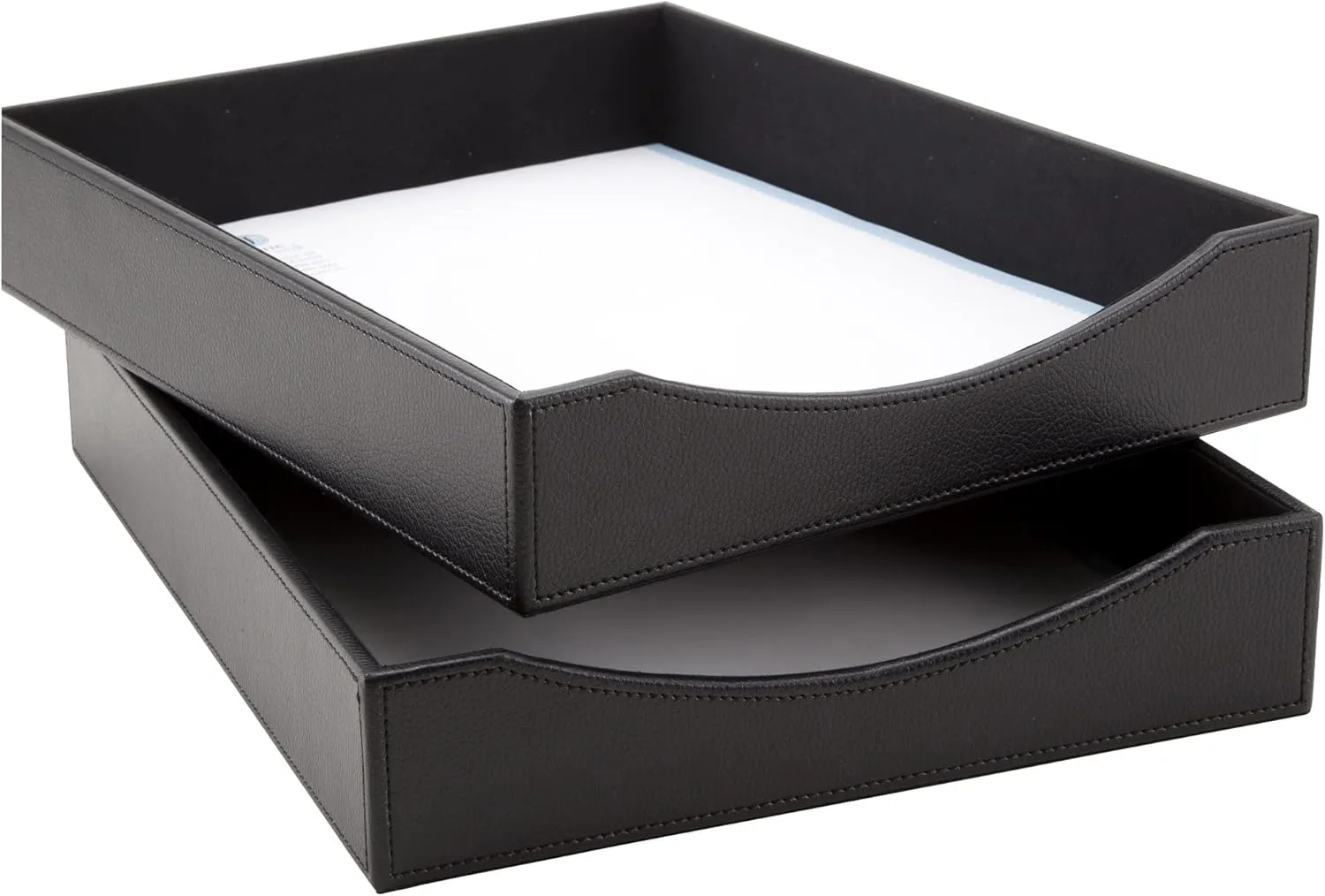 Realspace Black Faux Leather Paper Tray, Letter Size