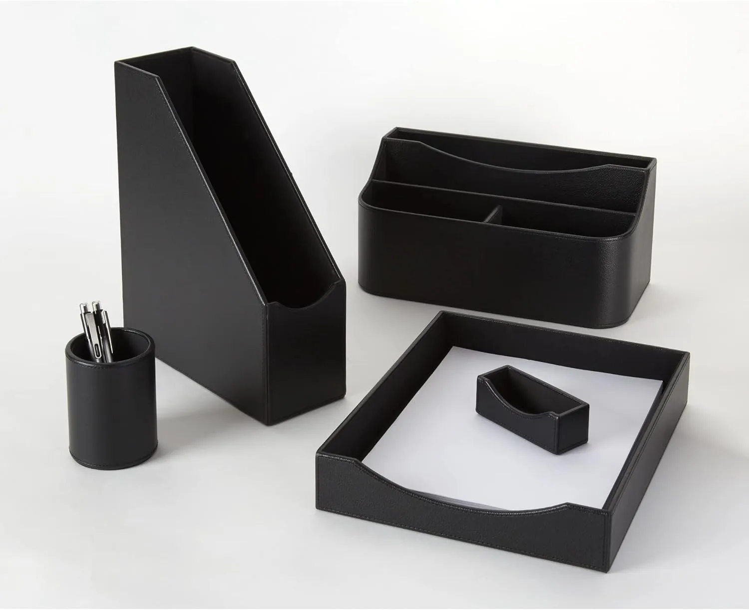 Realspace Black Faux Leather Paper Tray, Letter Size