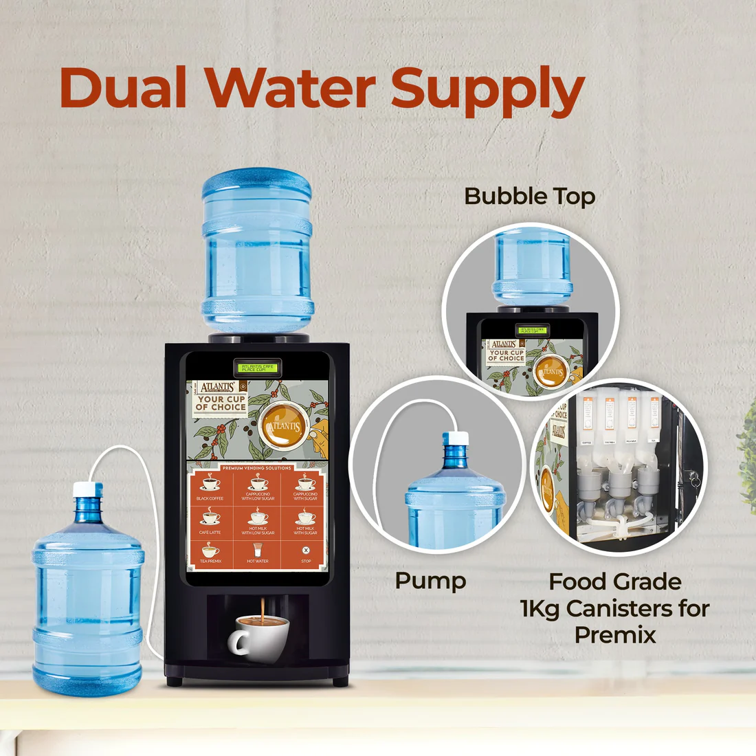 Atlantis Special Select Coffee Machine with a Dual water supply Option.