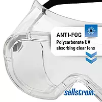Sellstrom Anti Fog Non-Vented Safety Goggles - Clear Body Clear Lens – Protects from Chemical Splash, Dust, Smoke