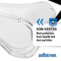 Sellstrom Anti Fog Non-Vented Safety Goggles - Clear Body Clear Lens – Protects from Chemical Splash, Dust, Smoke