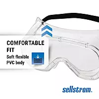Sellstrom Anti Fog Non-Vented Safety Goggles - Clear Body Clear Lens – Protects from Chemical Splash, Dust, Smoke