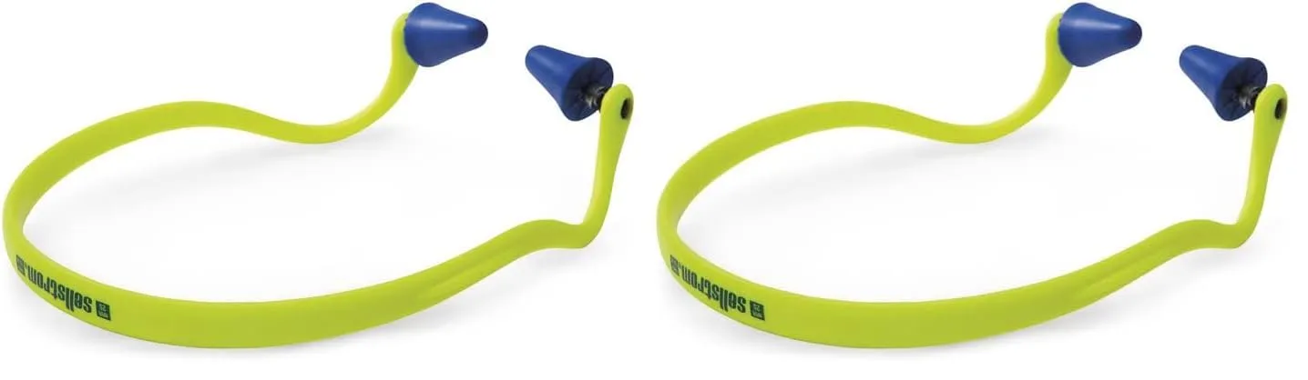 Sellstrom Reusable Banded Ear Plugs, Hearing Protection for Work, 25dB NRR, Hi-Viz Green/Blue, S23430, 1 Count (Pack of 2)