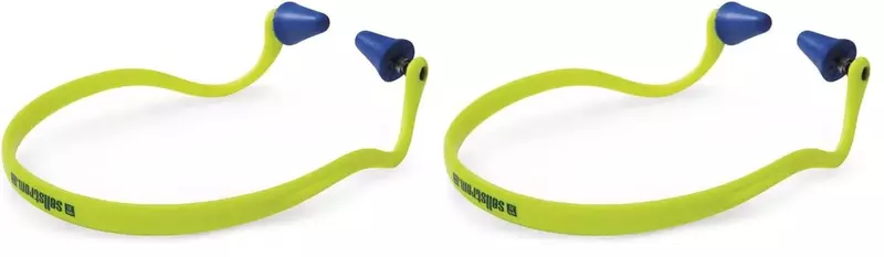 Sellstrom Reusable Banded Ear Plugs, Hearing Protection for Work, 25dB NRR, Hi-Viz Green/Blue, S23430, 1 Count (Pack of 2)